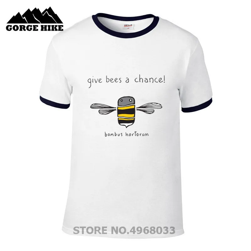 Fun tshirt Give Bees a chance and me Honey Funny Print T-shirt New brand streetwear clothing tee shirt homme | Мужская одежда