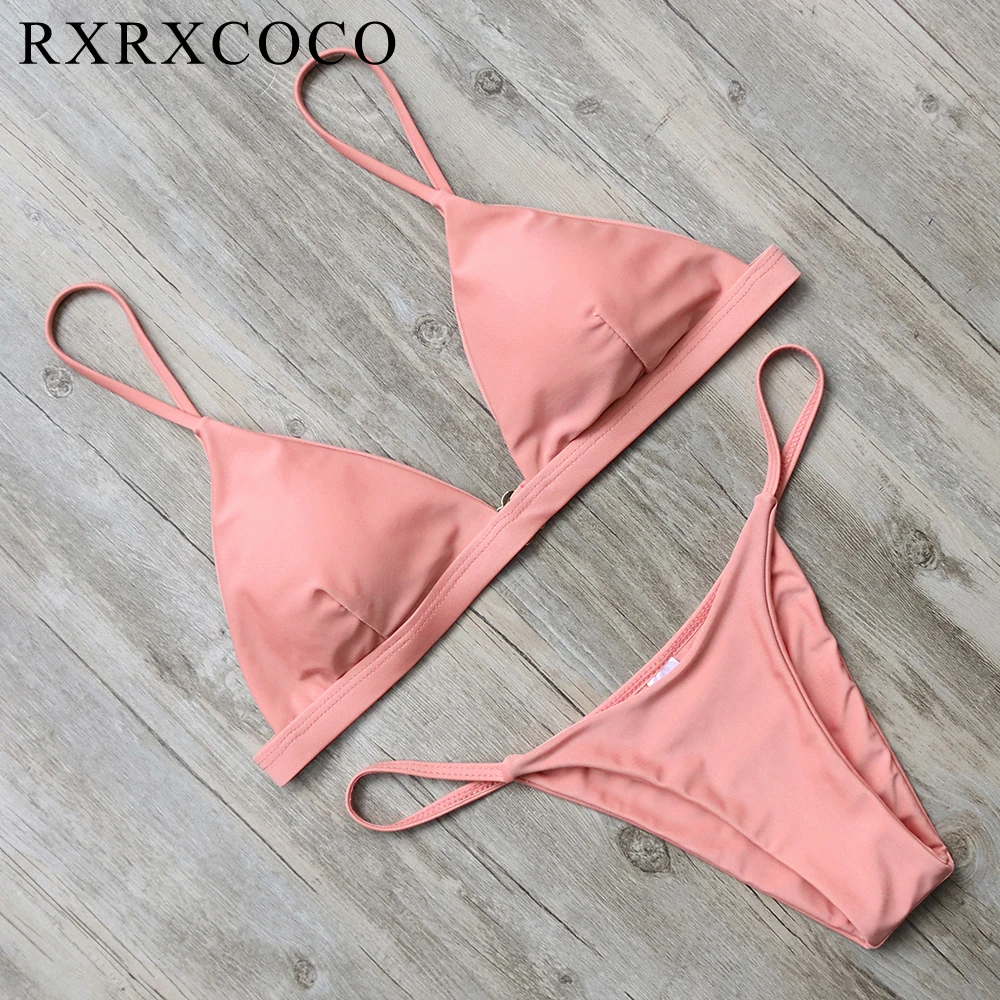RXRXCOCO 2018 сексуальный однотонный топ стринги микро бикини женский купальник