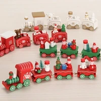 4pcs set mini christmas wood train christmas innovative gift wooden train model vehicle toys for chidlren home decor