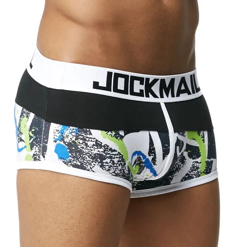 JOCKMAIL, мужские трусы, дышащие боксеры, хлопок, сексуальное мужское нижнее белье, u-образный выпуклый мешочек, трусы с принтом, 17 моделей, боксеры, шорты
