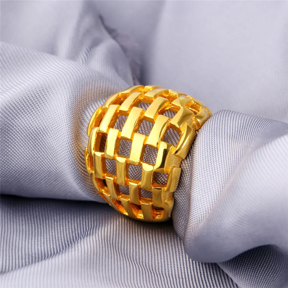 U7 Позолоченный Перстень Мужской Большое Кольцо Ювелирные Изделия Оптом