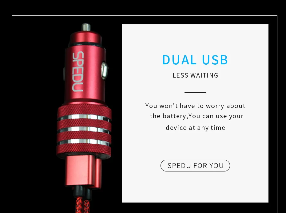 Автомобильное зарядное устройство USB SPEDU для iPhone X 6 7 8 XS Max, магнитный кабель, автомобильное зарядное устройство для телефона, Micro usb type c для samsung S9 S8 Plus xiaomi
