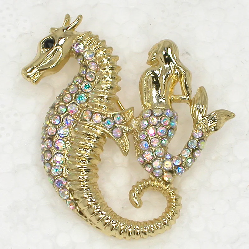 

Seahorse Mermaid Brooch Rhinestone Pin brooches C772 F2
