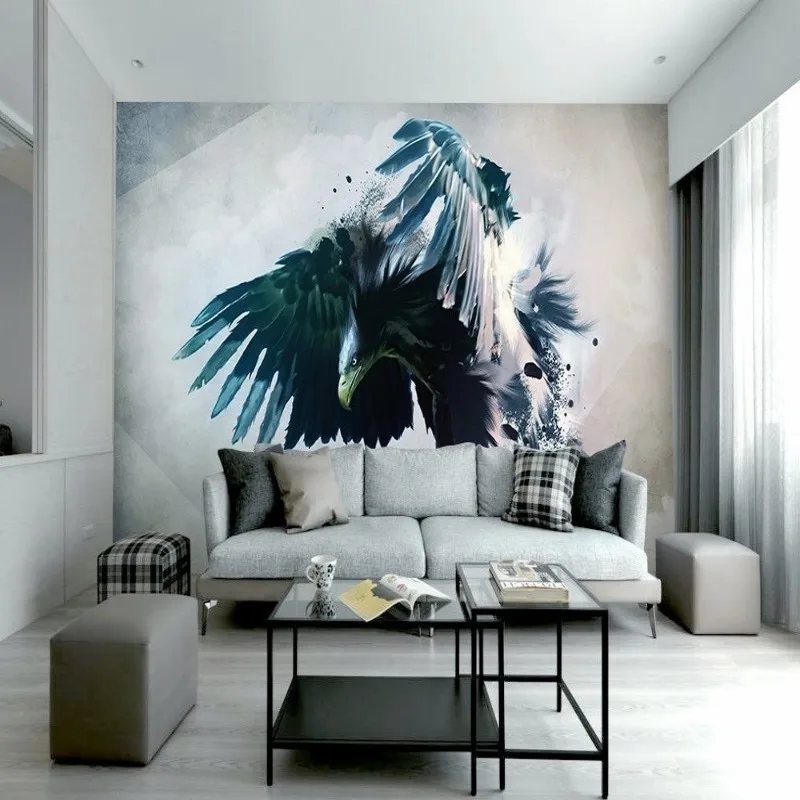 

Dropshipping Fatman Wallpaper Bedroom Black Wallpaper Wings Eagle Flying Fashion Nordic Modern TV Background Mural Tapety 3D