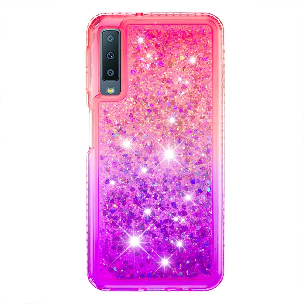 Зыбучий песок Градиент для Samsung Galaxy A7 2018 чехол Блестящий динамический Жидкий J4 J6