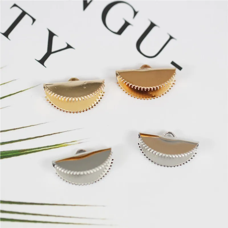 

20pcs/lot Copper DIY 12*20mm Jewelry Findings Accessories Fan-shaped clip End Caps Crimp Beads Clasp fit jewelry making