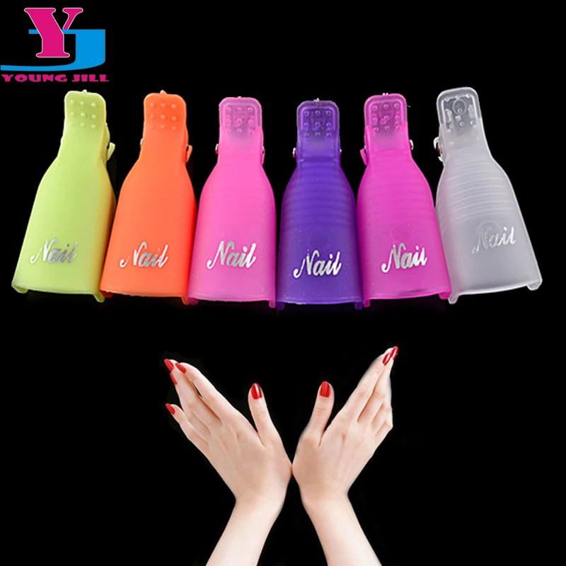 

10pcs/Lot Hot Wearable Plastic Nail Art Soak Off Cap Clip UV Gel Polish Remover Wrap Tools High Quality 6 Color Resurrection