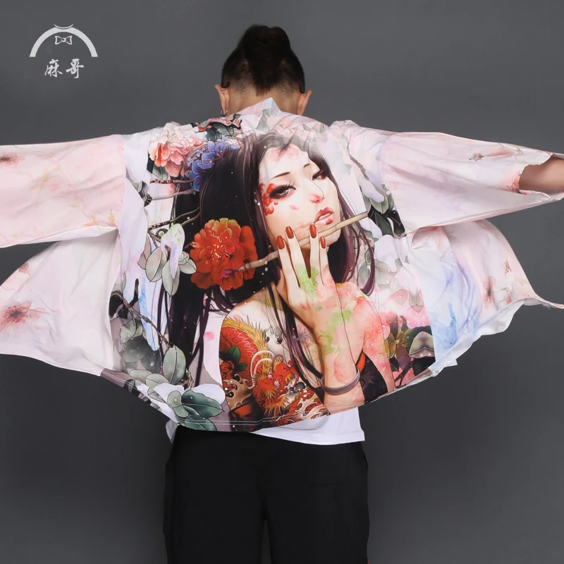 Новая одежда китайский стиль костюм Hanfu Tang кардиганы и кимоно перо тканая мужская