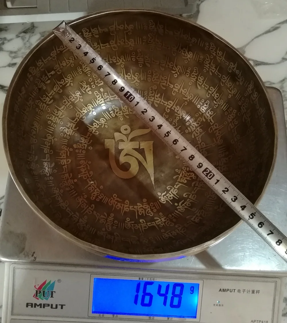 1.648Kg TBC976 Тибетский огромный сверхбольшой из чистой латуни ручной работы пение bowlTibet антикварные ремесла - Цвет: 1.648Kg
