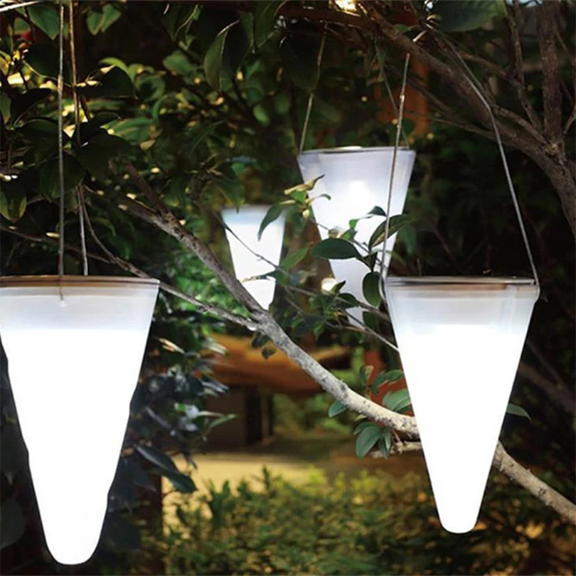 LEDGLE Solar Patio Light Hanging LED Conical Lights for Yard Garden 2 Power Supply Ways IP65 Waterproof Outdoor Lighting | Освещение