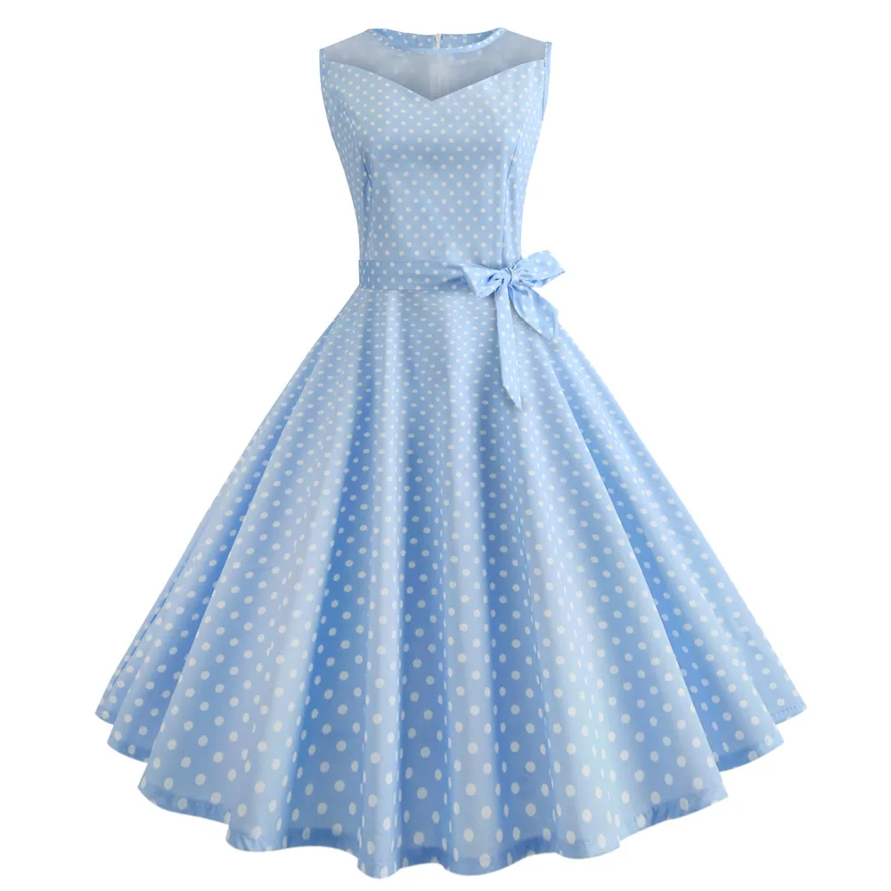 FREE OSTRICH Women Dress Vintage Dot Printing Sleeveless Mesh Patchwork Pleated Refined Noble Trend Summer New Short | Женская одежда