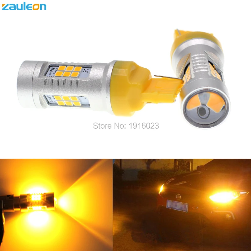 Zauleon 2 шт. T20 7440 WY21W Желтый Янтарный указатель поворота Высокая мощность 21SMD 2835