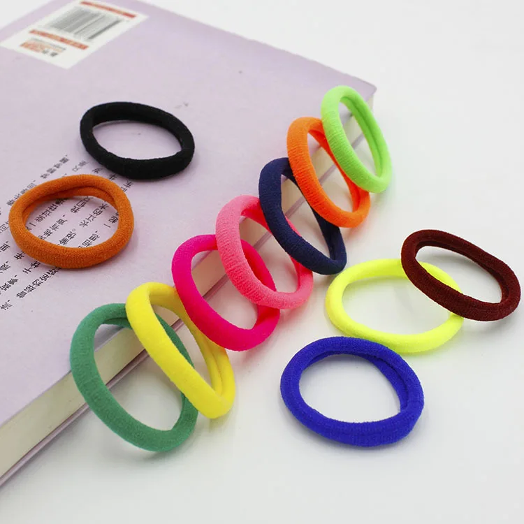 500 шт. модных эластичных резинок для волос, длиной 4 см, ярких цветов, в пакете.