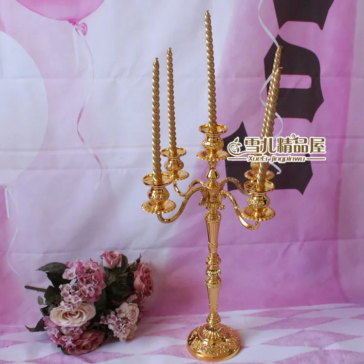 New European gold high foot 52 cm five head of home furnishings KTV hotel wedding birthday candle props | Дом и сад