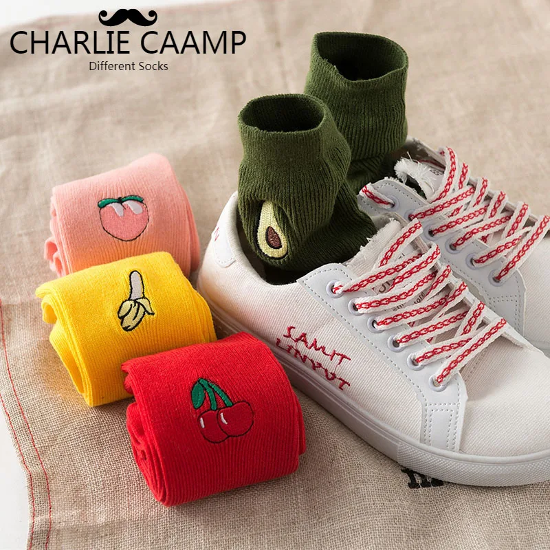 Женские хлопковые носки с фруктовым принтом CHARLIE CAAMP новые всесезонные Модные