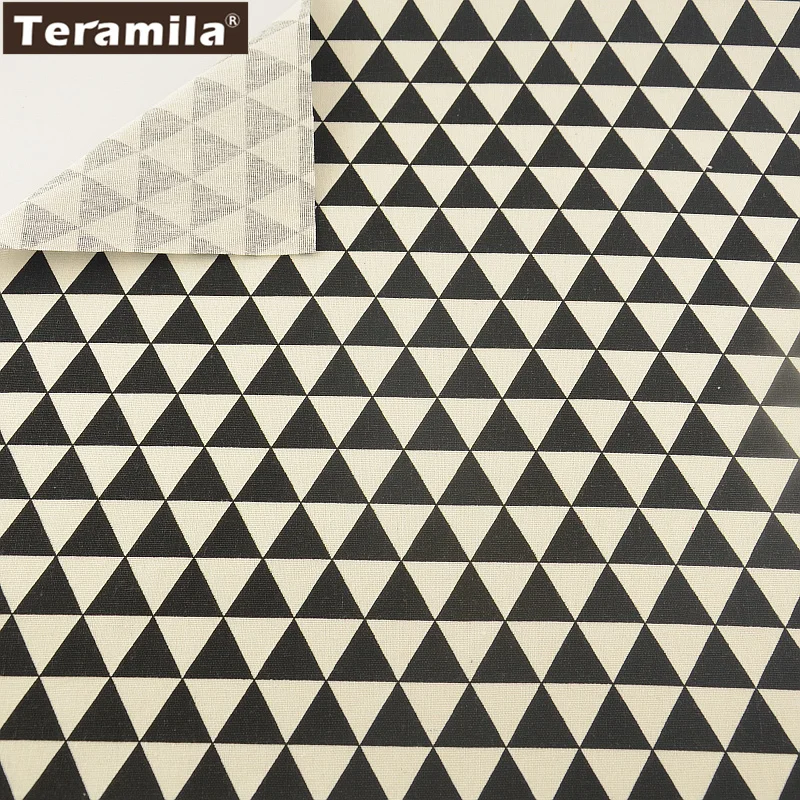 TERAMILA Tissu черная хлопковая льняная ткань с геометрическим узором для скатерти