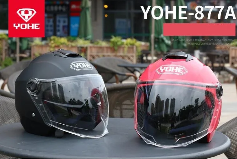 Новые летние мотогоночные шлемы YOHE с двойными линзами, мотоциклетные шлемы с полулицевым покрытием, мотоциклетный шлем из АБС-пластика и поликарбоната, козырьковые линзы