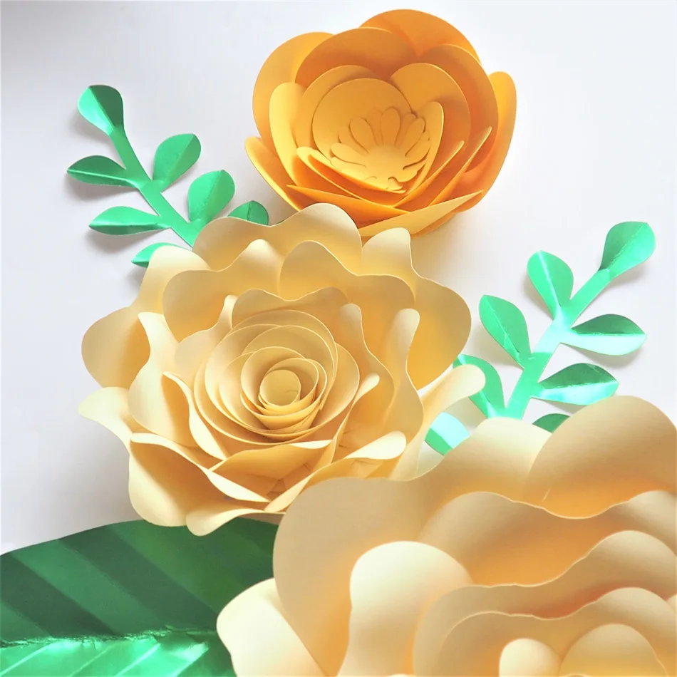 Ручной работы Cardstock роза DIY бумажные цветы листья набор для свадьбы и события