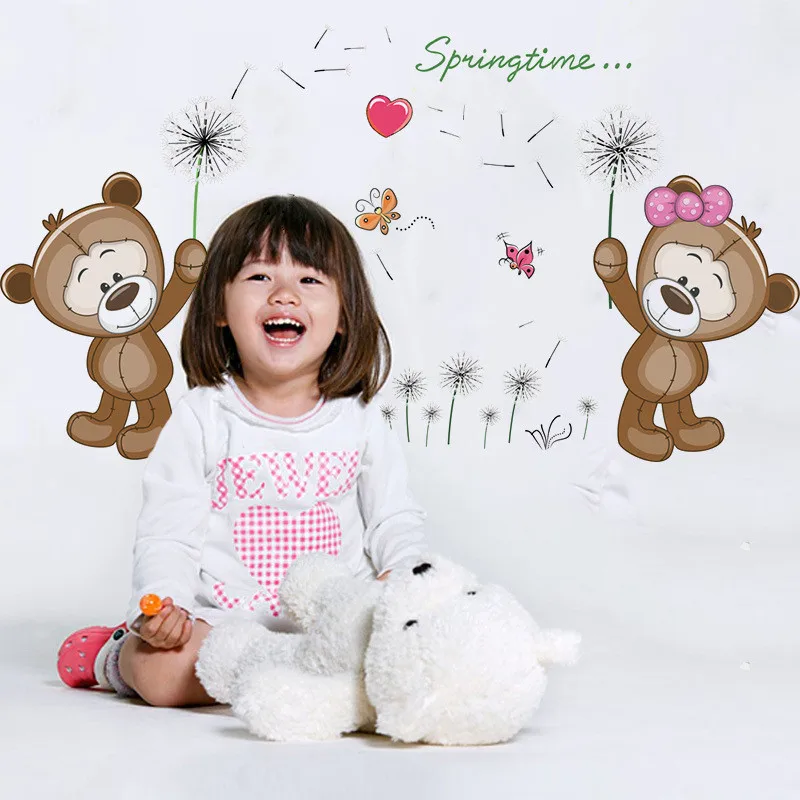 Мультяшный медведь Одуванчик настенная палка детская комната Метопа украшение