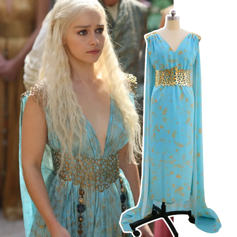 Костюм daenerys Таргариен костюм для косплея из игры престолов синего цвета fantasia