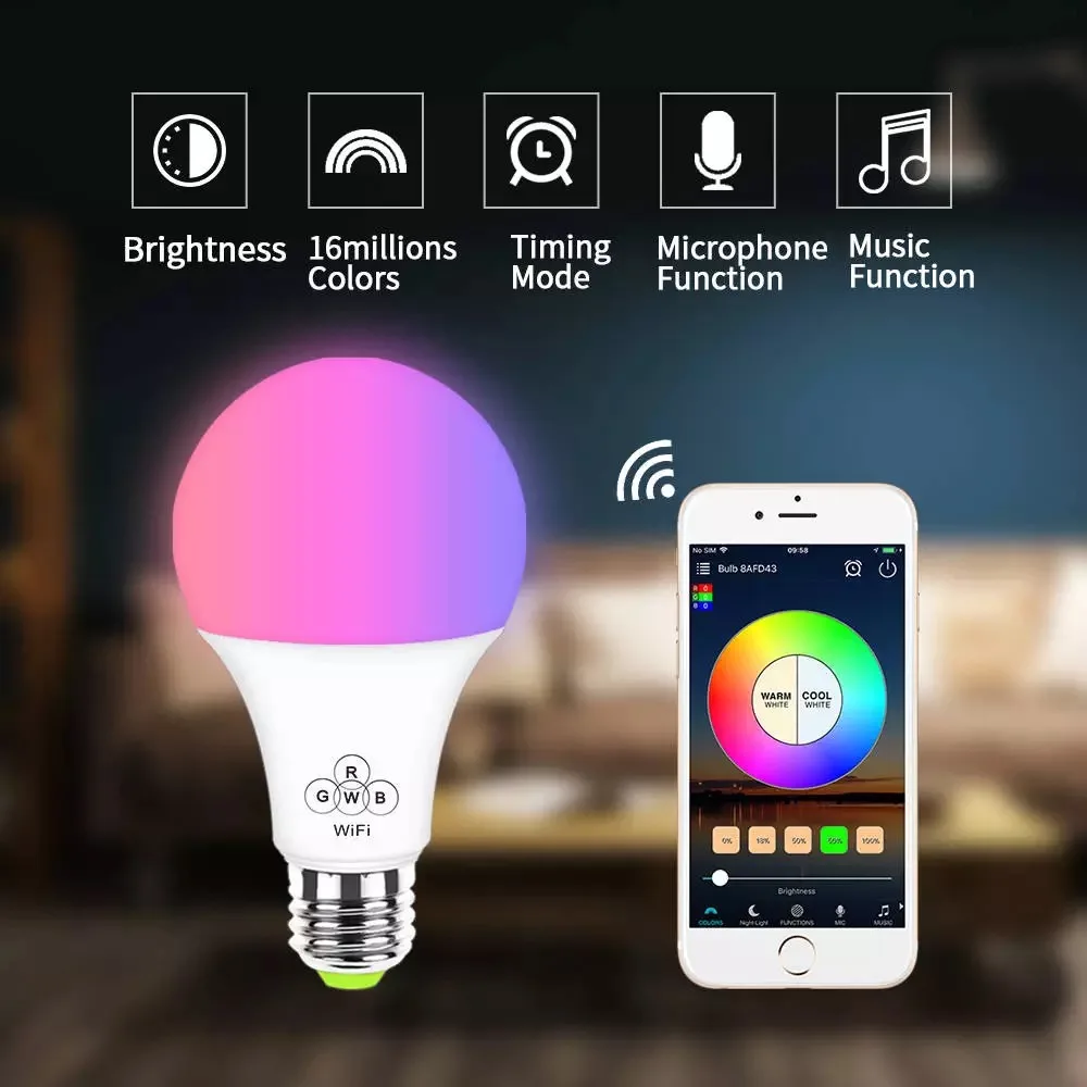 BLYN RGB RGBW WIFI умная Светодиодная лампа E27 4 5 W с регулируемой яркостью AC85 ~ 265V Глобус