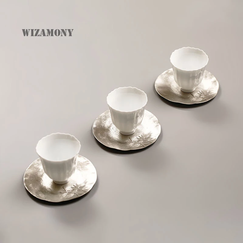 WIZAMONY 1 шт. полностью ручной работы китайская жестяная чайная тарелка поднос для