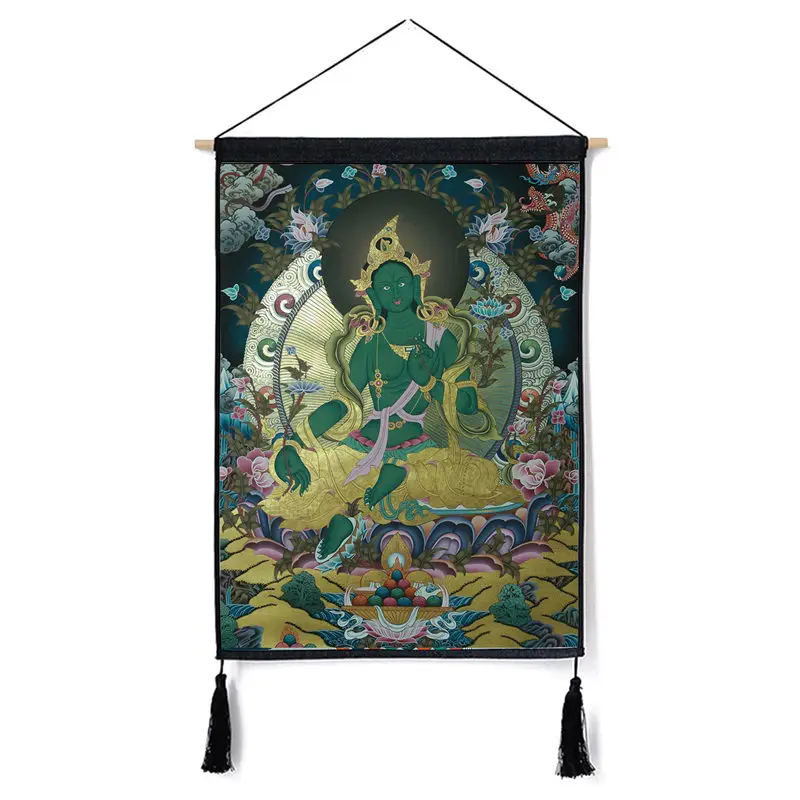 Pattern 7 Традиционный Thanka красивый буддийский свиток Живопись Домашний Декор настенный гобелен хлопок белье свиток живопись с кисточками - Цвет: Pattern 7