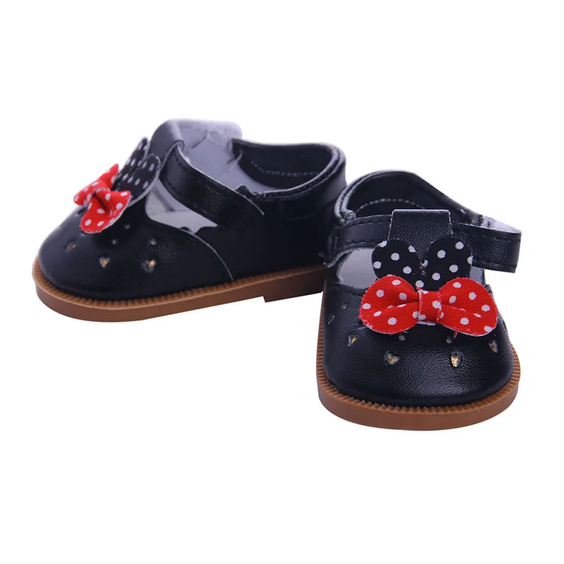 Мультфильм плоские кожаные туфли с бантом кукла шоссе для 18 дюймов American Girl Doll