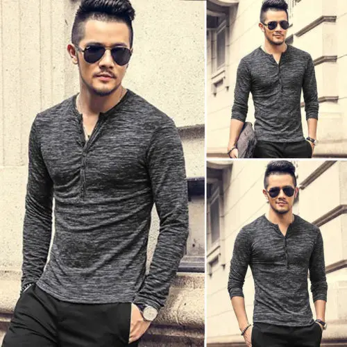 2017 Модные Мужские приталенные футболки с длинным рукавом стильная Роскошная