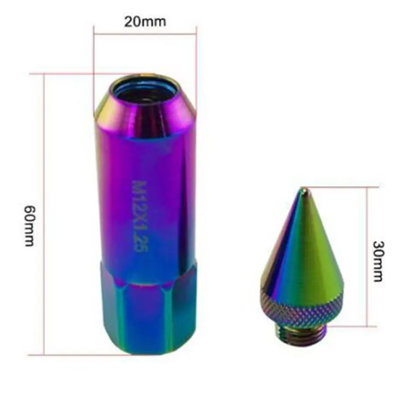 Neo chrome 20 шт. 60 мм 12X1.25 алюминиевый Расширенный тюнер колеса обода гайки |