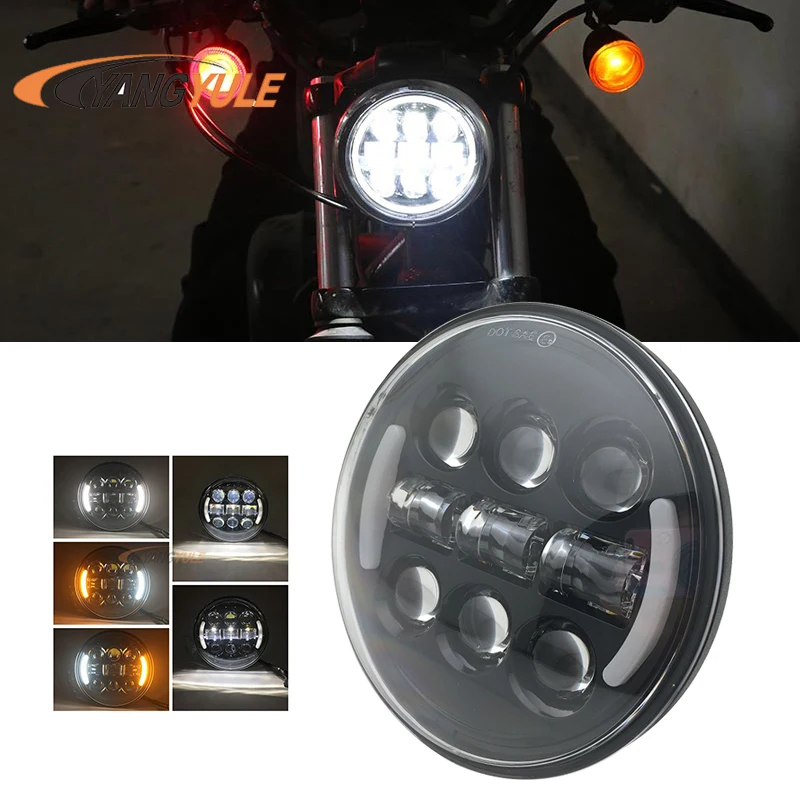 Светодиодная фара 5 75 дюйма кольцо Ореола Белый DRL Angel eye для Sportster Touring - Super Glide Dyna 3/4