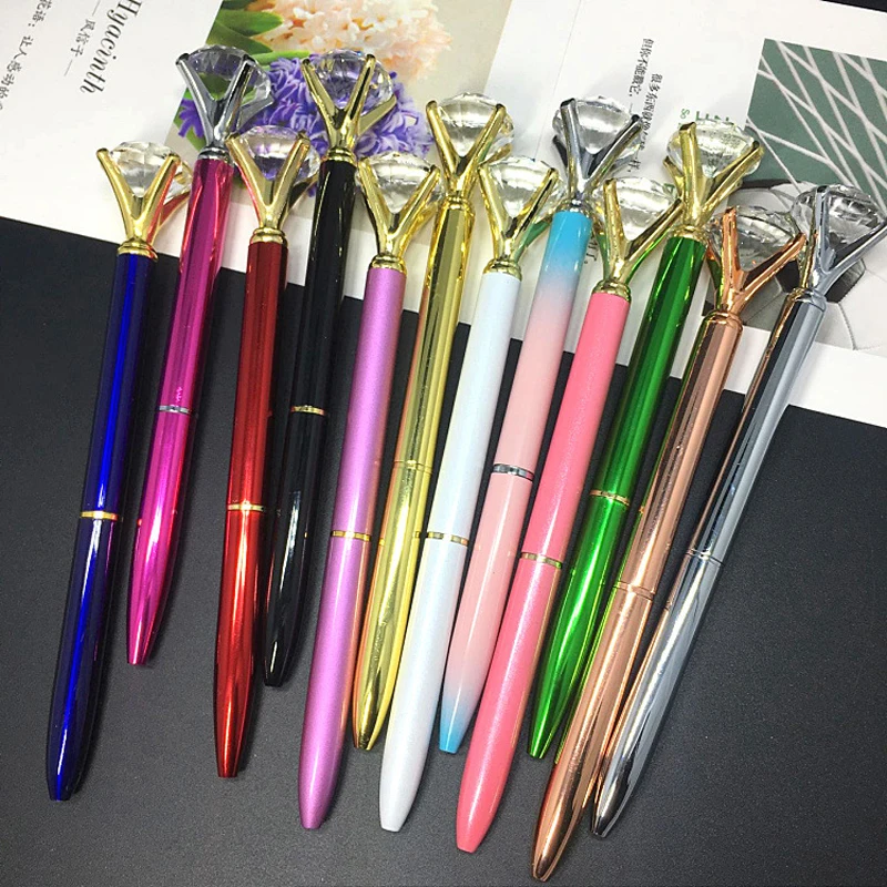 Wholesale Kawaii 50pcs/box Crystal Ballpoint Pen Fashion  Large Diamond Ball Pen Material office and school supplies Novelty