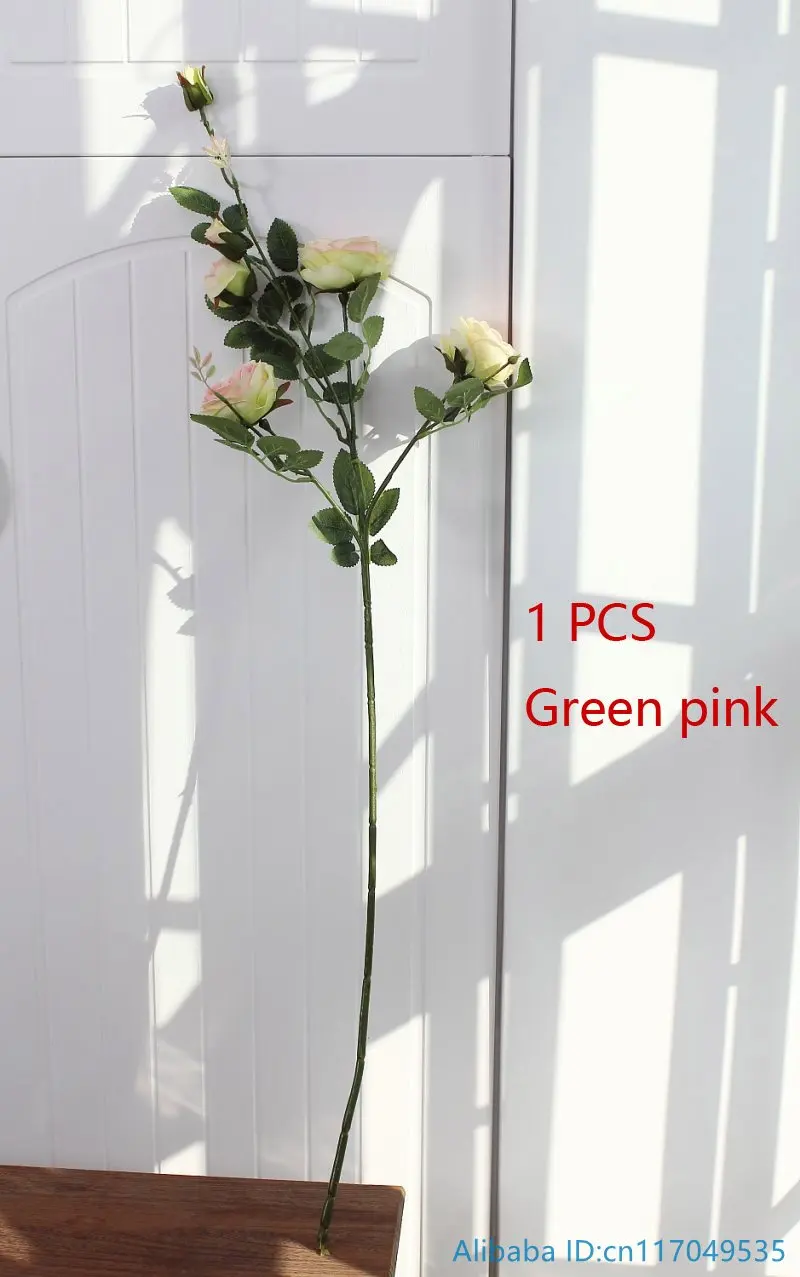Green pink 1 шт. красивый искусственный цветок длинный стебель Шелковая Роза украшение для свадьбы украшение дома подарок 4 цвета F380 - Цвет: Green pink