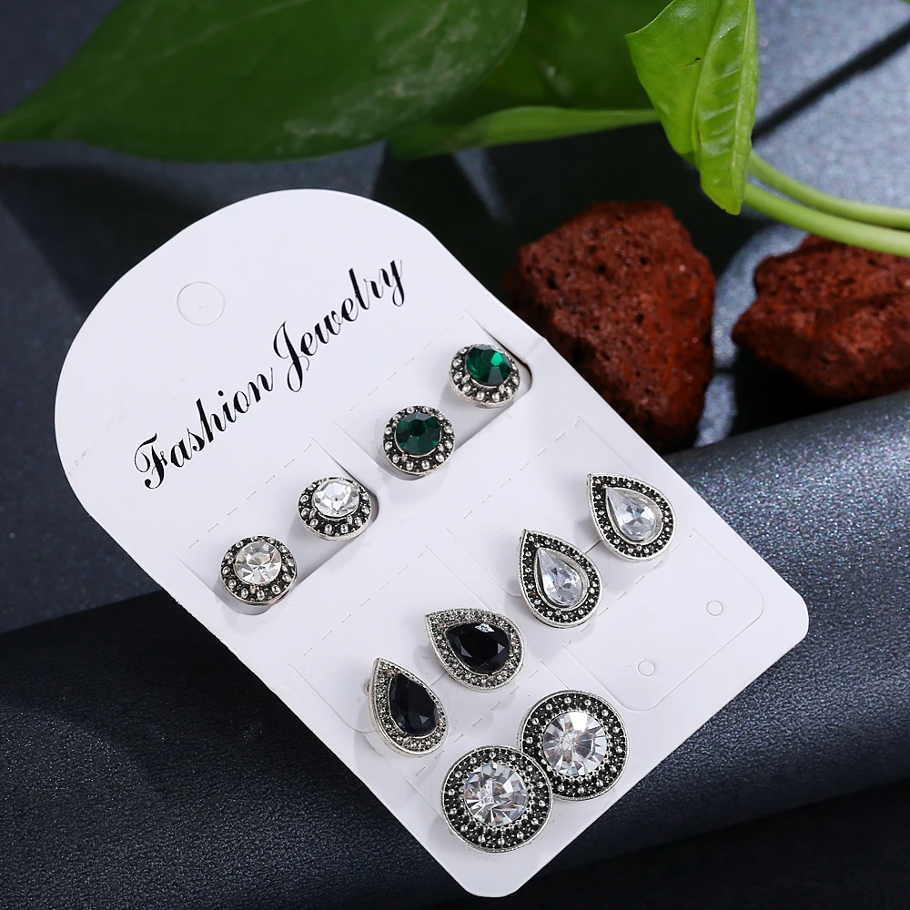 Brincos геометрический Комплект сережек для женщин Bijoux Кристалл Круглый треугольник бар маленькие серьги золотой цвет модные ювелирные изделия