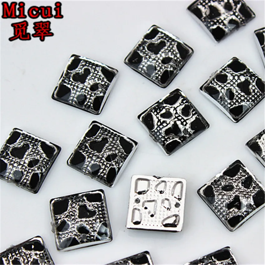 Micui 50pcs 12mm Square Acrylic Crystal Rhinestones stone Sewing Flat back Clothing Craft DIY Decoration Sew On 2 hole ZZ641 | Дом и сад