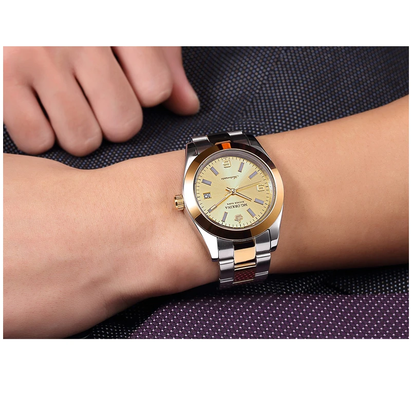 

MG.ORKINA Mens Luxury Gold Stainless Steel 316L 40MM Automatic Self Winding Mechanical Watches Waterproof 30M Auto Date Watch