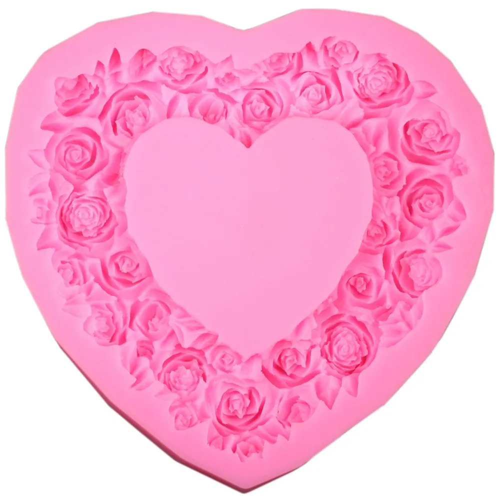 Экологичная силиконовая форма большого размера для торта в форме сердца розы