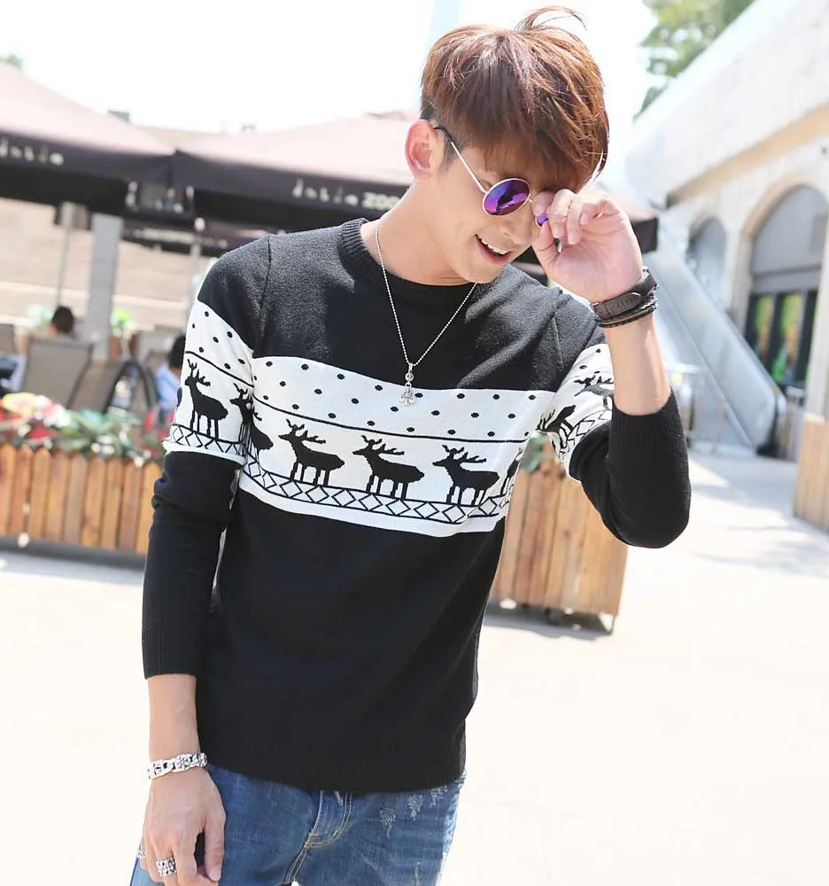 Cashmere Men Sweater With Deer 2015 