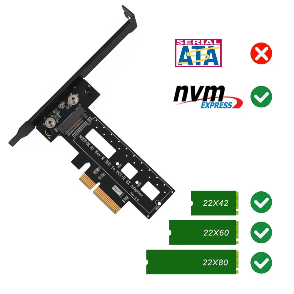 Переходник PCI Express 3 0x4 на M.2 NVMe SSD M2 PCIE переходник адаптер для 2242-2280 +