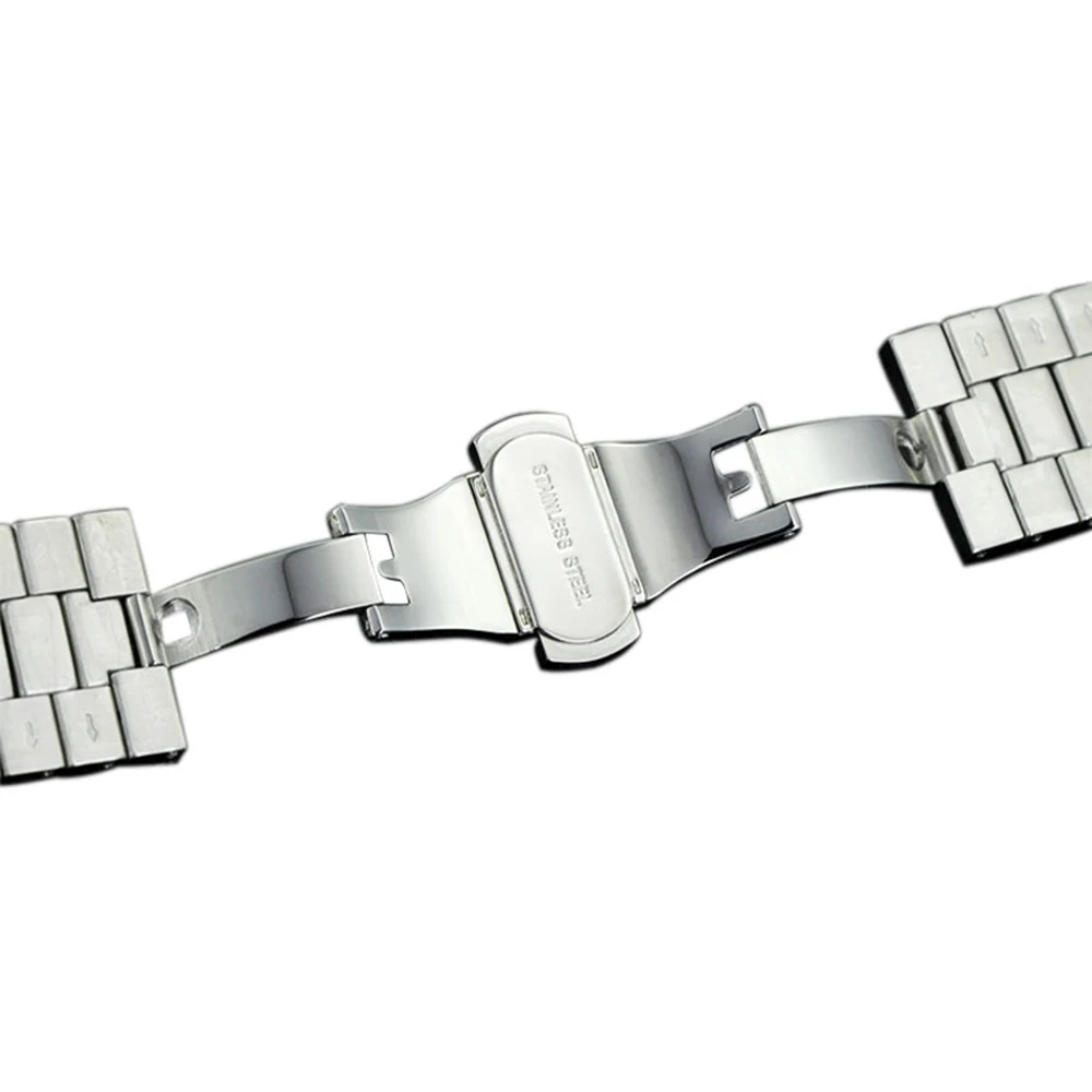 

High Quality Comfortable 18/20/22/24mm Width Silver Stainless Steel Watch Strap Band For Business Smart Wrist Watches