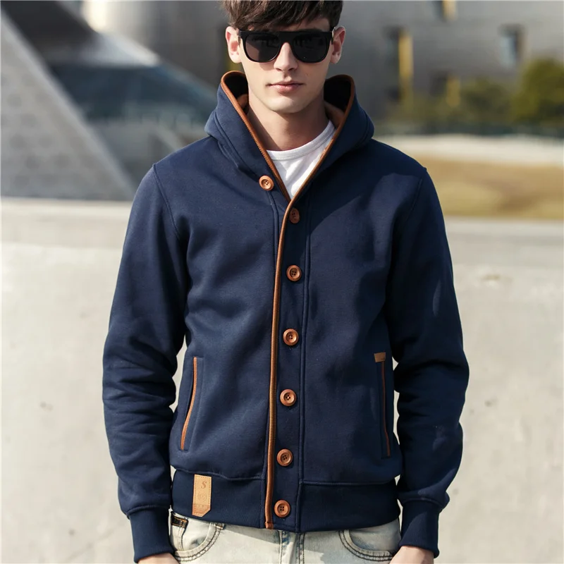 cardigan blue Мужские толстовки Повседневная хлопковая толстовка осенний Кардиган Зимний брендовый модный однотонный пуловер хип хоп Толстовка Homme плюс размер 613 - Цвет: cardigan blue