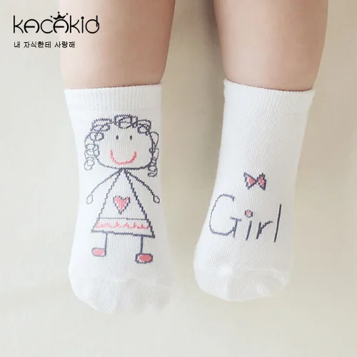 Girl Новое поступление, носки для новорожденных, детские носки из хлопка с рисунком, Нескользящие хлопковые носки для младенца - Цвет: Girl