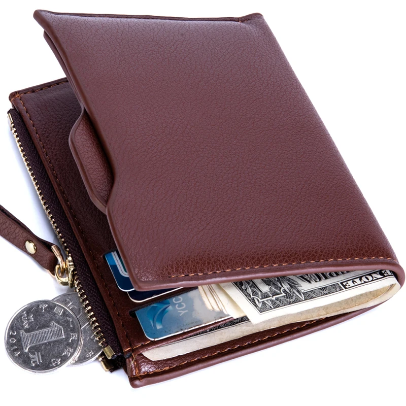Фото Мужской кошелек RFID Theft Protect Coin сумка на молнии мужские кожаные кошельки известный Мужской кошелек RFID Theft Protect Coin сумка на молнии мужские кожаные кошельки известный