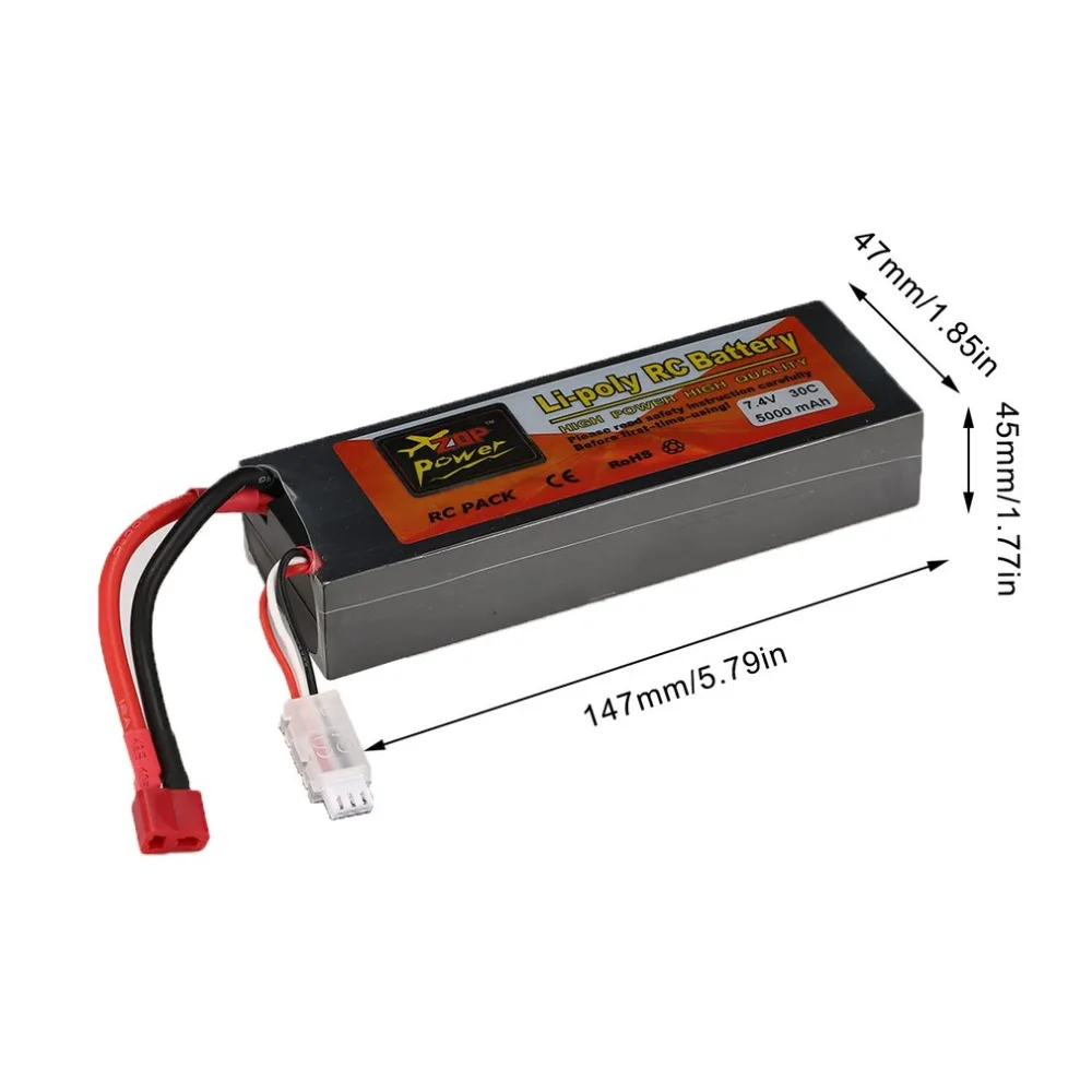 ZOP Power7.4V 5000/5500 мА/ч 30/45C 2 S 1 P Lipo Батарея с t образной вилкой Перезаряжаемые forrc