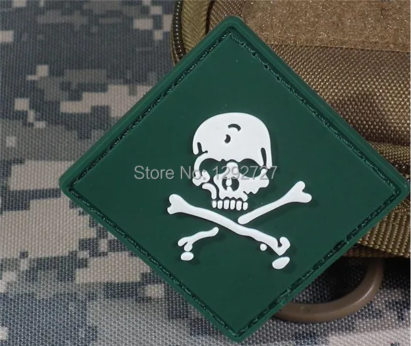 2pcs/lot Tactical Patches Military PVC skull patches with hook DIY Rubber tactical patch for Clothes Jackets | Дом и сад