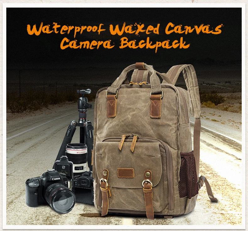 Сумка для DSLR камеры, водонепроницаемый вощеный рюкзак для фотосъемки, Холщовая Сумка на плечо, чехол для камеры Canon, Nikon, sony, сумка для объектива