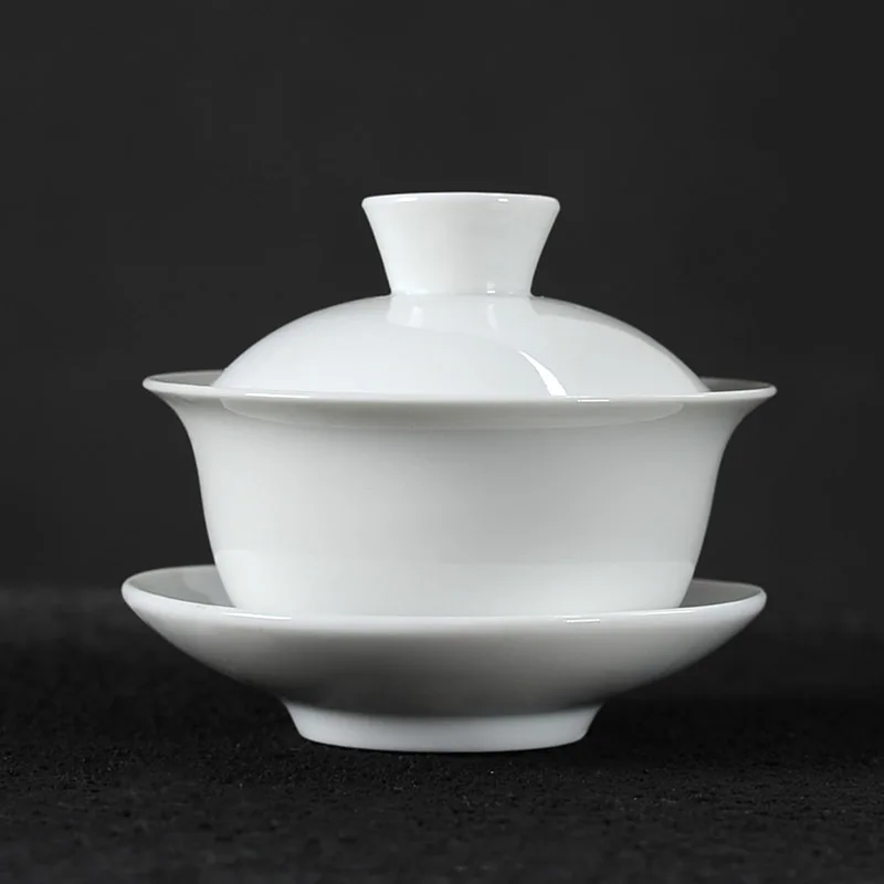 Белый фарфор gai wan чайный набор Bone China красивый и легкий kettleDehua gaiwan для путешествий