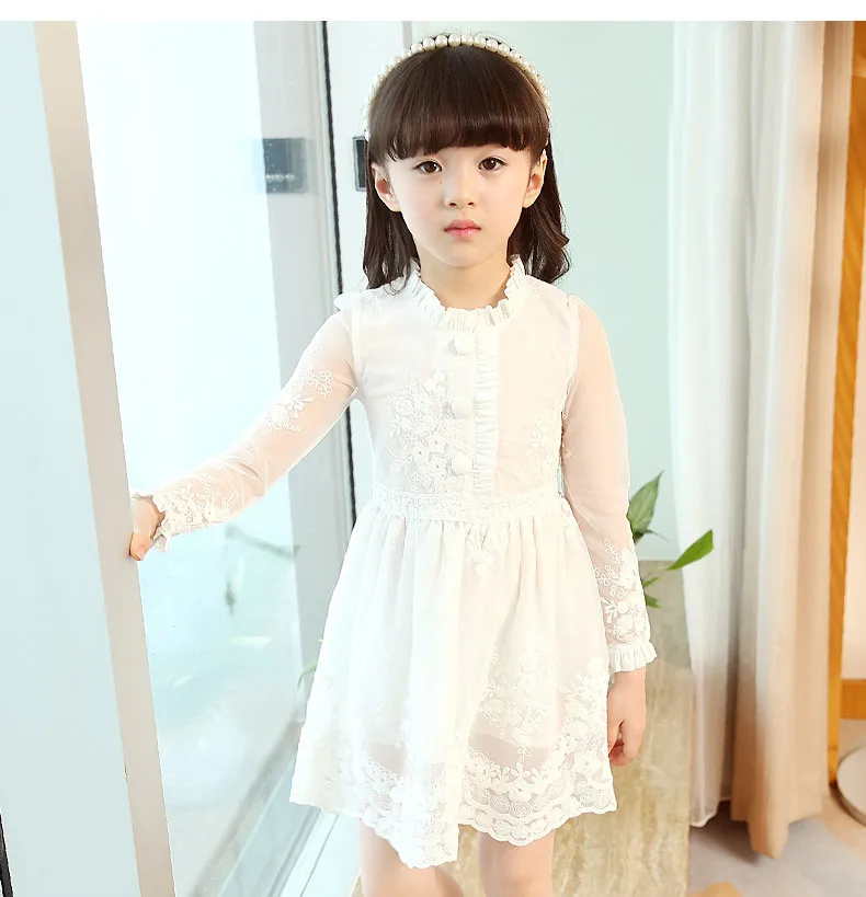 Красивое кружевное платье принцессы для девочек на весну 2020 хлопковое красное