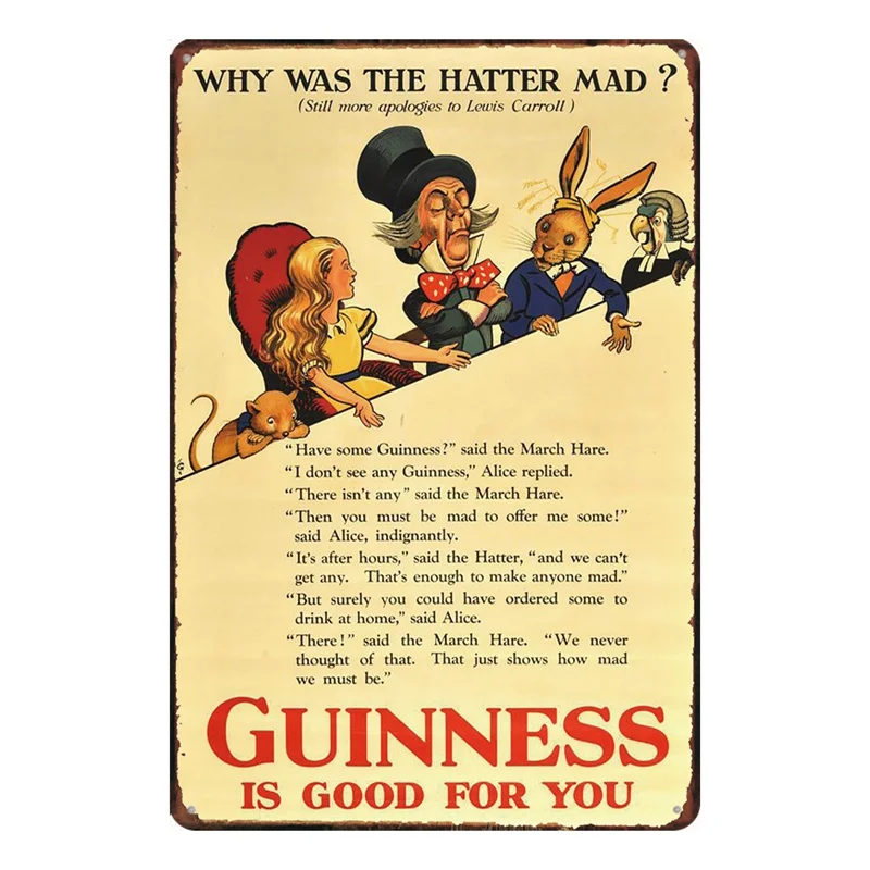 Жестяная металлическая пластина в стиле ретро от Guinness вывеска для стены бара