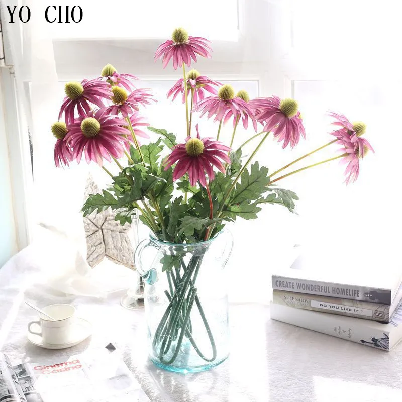 

YO CHO Silk Chrysanthemum Bride Artificial Flowers For Wedding Party Home Room Hats Shoes Decoration Daisy DIY Marriage Wreath